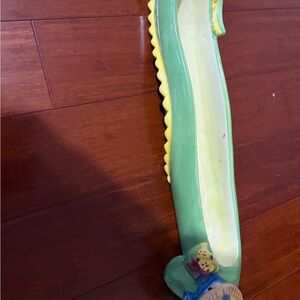 Rare 17" Boston Warehouse Trading Ceramic Green Dragon Appetizer Boat Bowl 2003